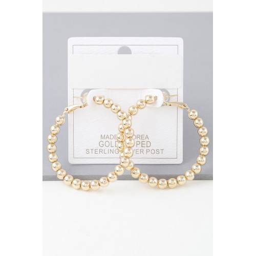 Shiny Beaded Hoop Earrings - Designer Style - CC-WH2001572