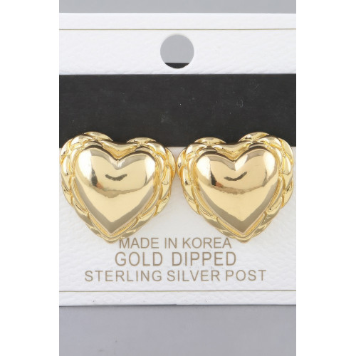 Shiny Braided Heart Stud Earrings - Designer Style - CC-WH2001819