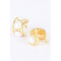 Faux Pearl Metal Mini Hoop Earring