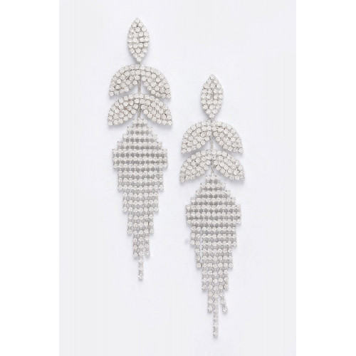 Crystal-studded Fringe Earring - CC-WH2001356