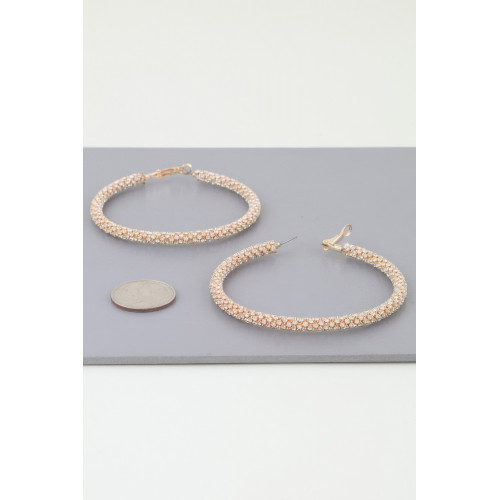 Bejeweled Hoop Earrings - Designer Style - CC-WH2001456
