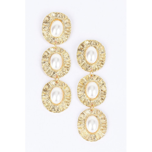 Multi Faux Pearl Dangling Earring - Designer Style - CC-WH2001012