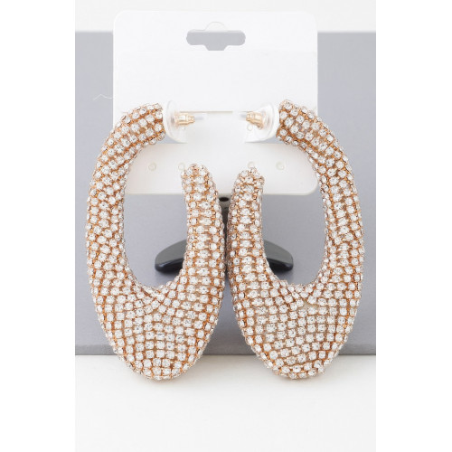 Bejeweled Abstract Oval Earrings - Designer Style - CC-WH2001573