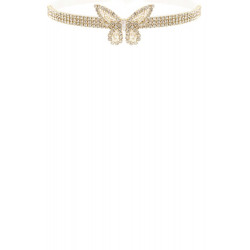 Cubic Zirconia Butterfly Charm Choker Necklace