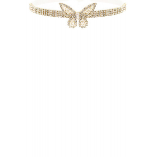 Cubic Zirconia Butterfly Charm Choker Necklace - Designer Style - CC-57722