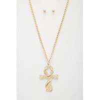 Snake Wrap Cross Pendant Curb Link Necklace