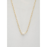 Pearl Bead Oval Link Necklace