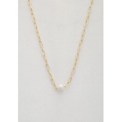 Pearl Bead Oval Link Necklace