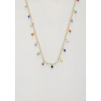 Beaded Circle Link Metal Necklace
