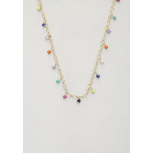 Beaded Round Link Alloy Necklace - CC-57493