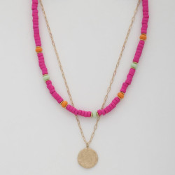 Coin Wood Bead Layered Necklace - Everyday Glam