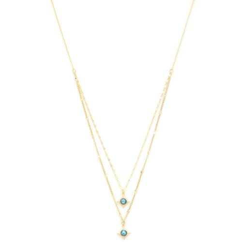 Double Star Crystal Layered Necklace - Designer Style - CC-57797