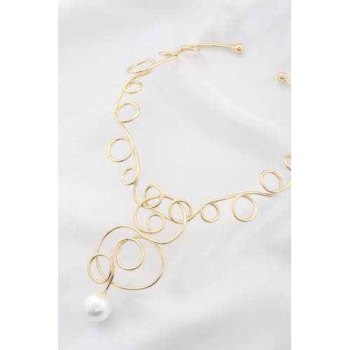 Pearl Swirl Alloy Necklace - CC-57044