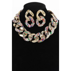 Ccb Chain Rhinestone Necklace Set