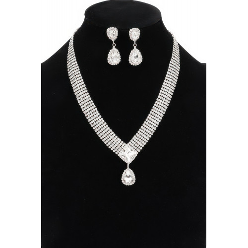 Crystal-studded Necklace Set - CC-WH2001212