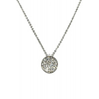 Metal Chain Rhinestone Round Pendant Necklace