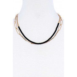 Double Layer Beaded And Linked Necklace