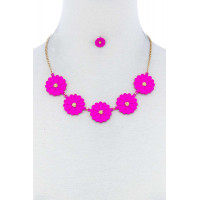 Fashion Cute Multi Tender Flower Necklace And Earring Set