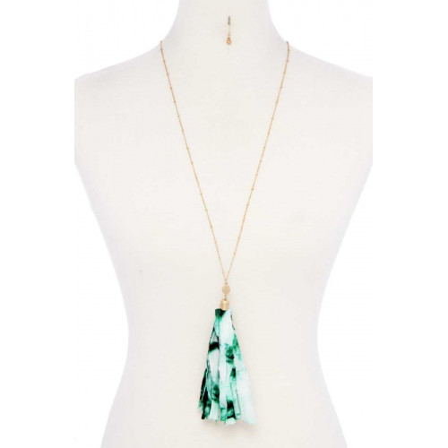 Tye Dye Fabric Tassel Necklace - Designer Style - CC-52744