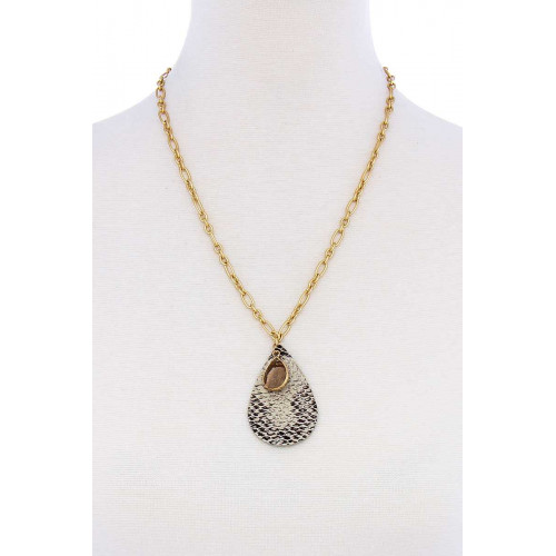 Stylish Tear Drop Shape Linked Necklace - CC-51161