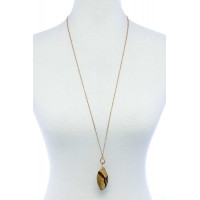 Fashion Oval Stone Pendant Long Necklace