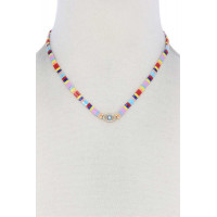Evil Eye Charm Color Block Necklace