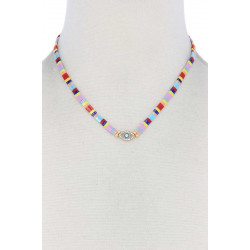 Evil Eye Charm Color Block Necklace