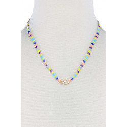 Hamsa Hand Charm Color Block Necklace