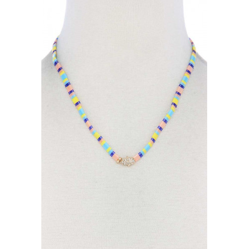Hamsa Hand Charm Color Block Necklace - Designer Style - CC-51779