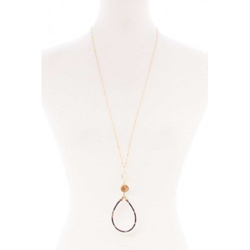 Teardrop Pendant Long Necklace - Designer Style - CC-52512