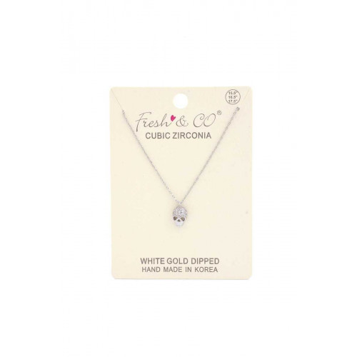 Dainty Crystal-studded Skull Necklace - CC-54267
