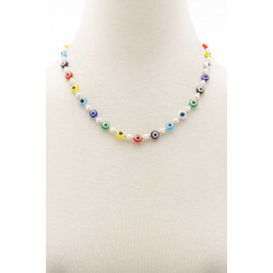 Evil Eye Pearl Bead Necklace - Chic Design