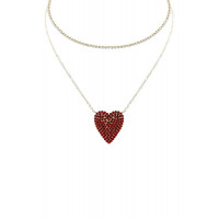 Rhinestone Heart Choker And Necklace Set
