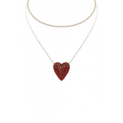 Rhinestone Heart Choker And Necklace Set