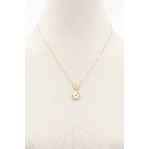 Double Flower Necklce - Designer Style - CC-54492