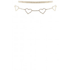 Crystal-studded 5 Heart Choker Necklace