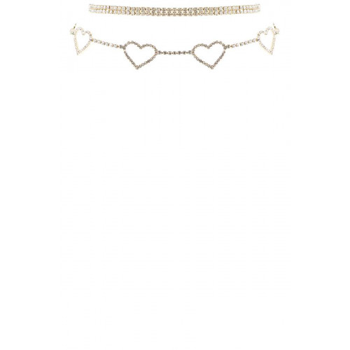 Crystal-studded 5 Heart Choker Necklace - CC-56307