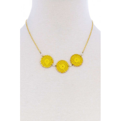 Style Triple Round Pendant Necklace - CC-51393