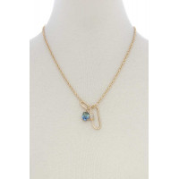 Oval Shape Rhinestone Charm Necklace