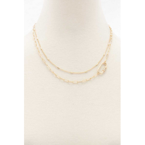 Oval Link Layered Necklace - Designer Style - CC-54495