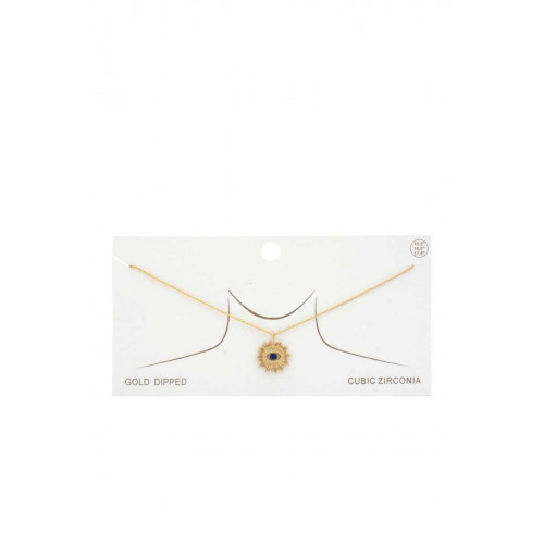 Evil Eye Sun Charm Gold Dipped Necklace - Designer Style - CC-55169
