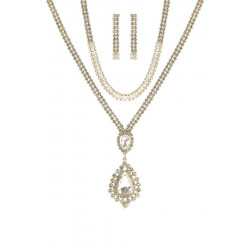 Crystal Dangle Tear Choker And Necklace Set - Fashion Inspired