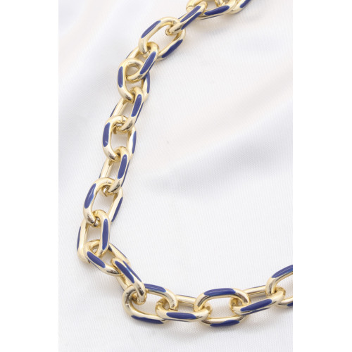 Color Alloy Oval Link Necklace - CC-56550