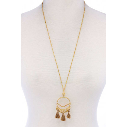 Contemporary Style Cute Tassel Pendant Necklace - CC-40498