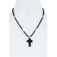 Chic Beaded And Cross Pendant Necklace