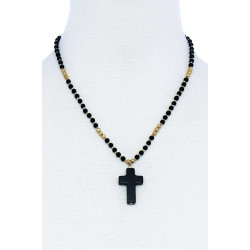 Chic Beaded And Cross Pendant Necklace - Fashion Inspired