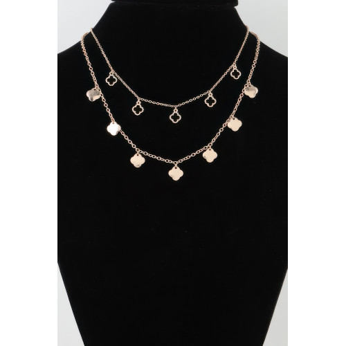 Double Clover Charm Linked Necklace - CC-WH2000895