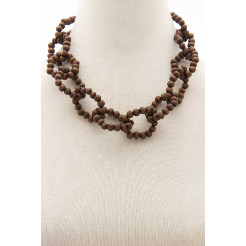 Color Wood Bead O Link Necklace - Designer Style - CC-55542