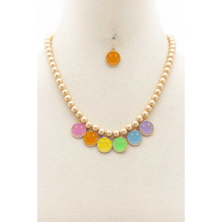 Colorful Happy Face Ball Bead Necklace