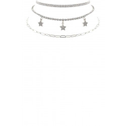 Crystal-studded Star Charm 3 Layered Necklace